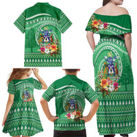 Norfolk Island Pine Tree Christmas Family Matching Off Shoulder Maxi Dress and Hawaiian Shirt Coat of Arm and Polynesian Pattern LT9 - Polynesian Pride