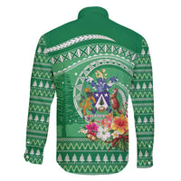 Norfolk Island Pine Tree Christmas Family Matching Short Sleeve Bodycon Dress and Hawaiian Shirt Coat of Arm and Polynesian Pattern LT9 - Polynesian Pride