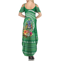 Norfolk Island Pine Tree Christmas Family Matching Summer Maxi Dress and Hawaiian Shirt Coat of Arm and Polynesian Pattern LT9 - Polynesian Pride