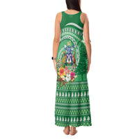Norfolk Island Pine Tree Christmas Tank Maxi Dress Coat of Arm and Polynesian Pattern LT9 - Polynesian Pride