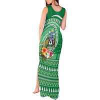 Norfolk Island Pine Tree Christmas Tank Maxi Dress Coat of Arm and Polynesian Pattern LT9 - Polynesian Pride
