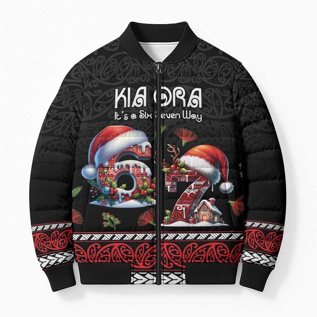 Aotearoa Six Seven Personalized Bomber Puffer Jacket New Zealand Funny Christmas - Polynesian Pride