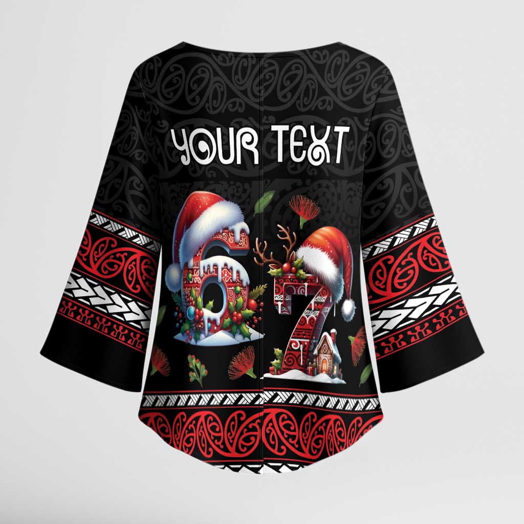 Aotearoa Six Seven Personalized Kimono Sleeve Blouse New Zealand Funny Christmas - Polynesian Pride