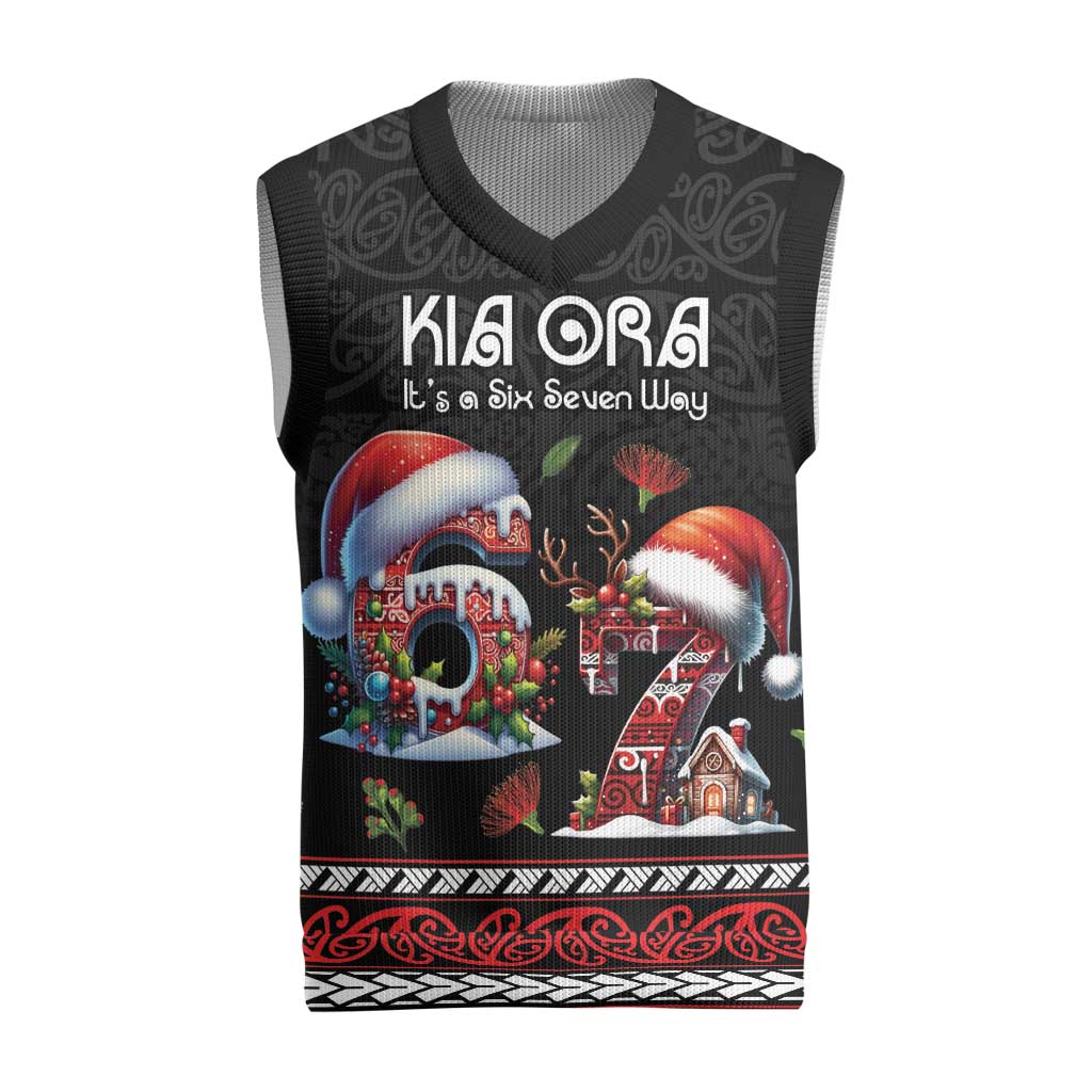 Aotearoa Six Seven Personalized Christmas Knitted V-Neck Vest New Zealand Funny Christmas - Polynesian Pride