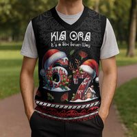 Aotearoa Six Seven Personalized Christmas Knitted V-Neck Vest New Zealand Funny Christmas - Polynesian Pride