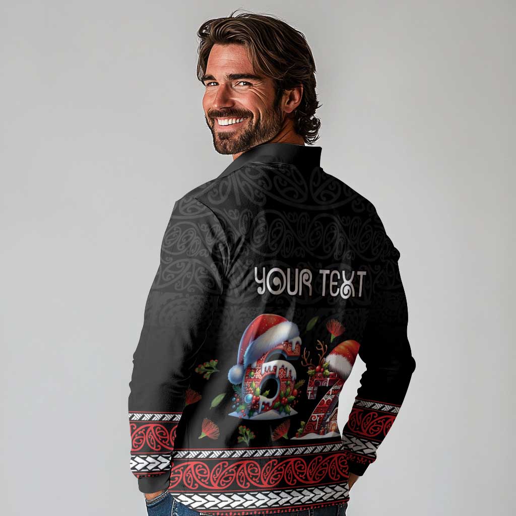 Aotearoa Six Seven Personalized Long Sleeve Polo Shirt New Zealand Funny Christmas - Polynesian Pride