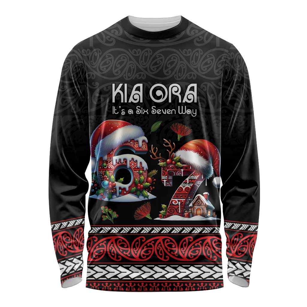 Aotearoa Six Seven Personalized Long Sleeve Shirt New Zealand Funny Christmas - Polynesian Pride