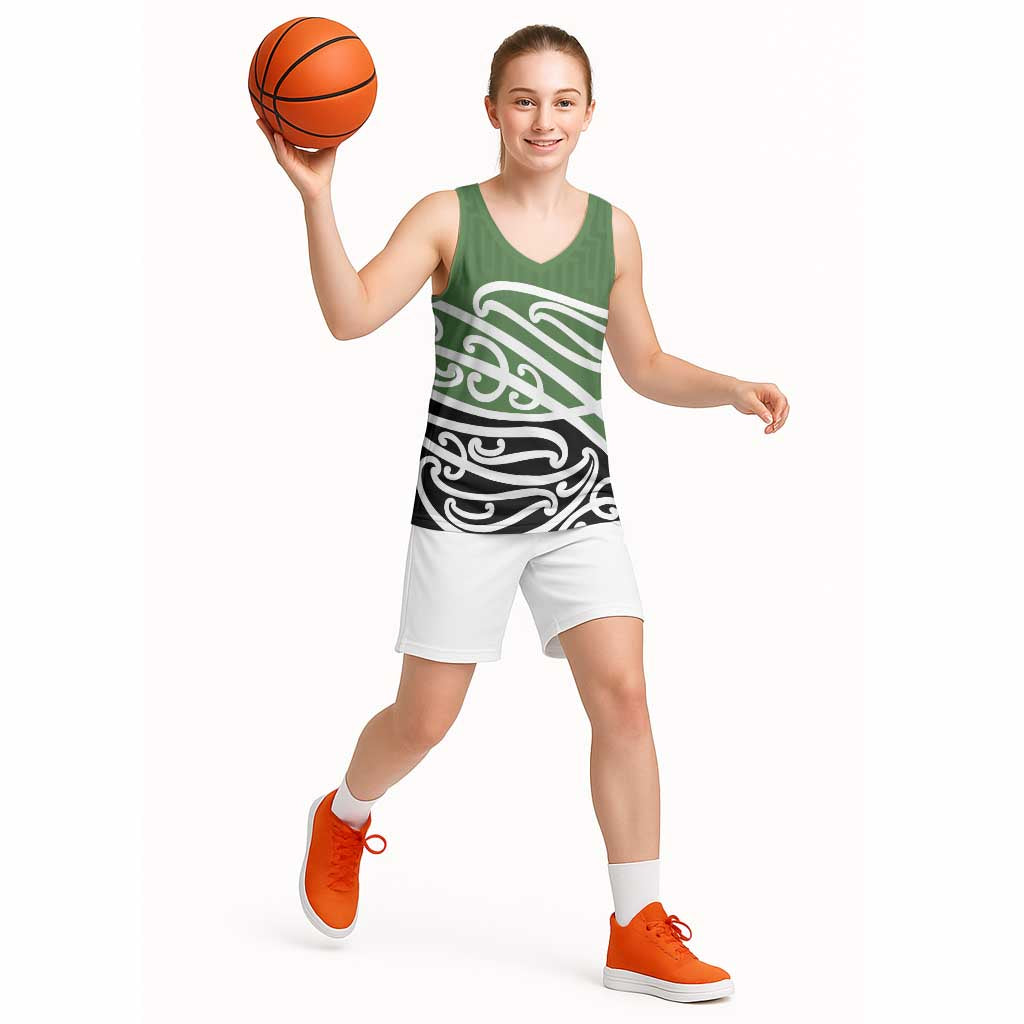 Green Fern New Zealand Kowhai Ngutukak Basketball Jersey - Polynesian Pride