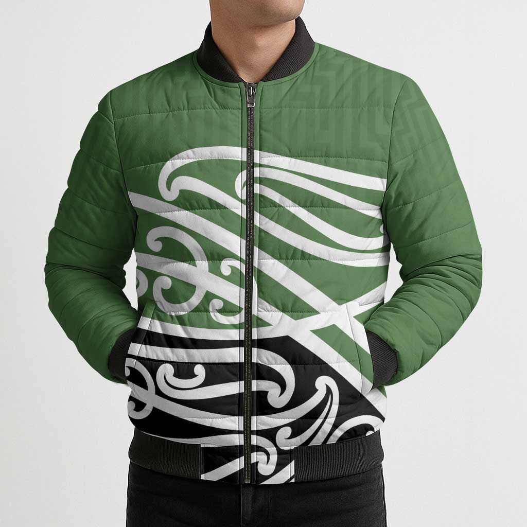 Green Fern New Zealand Kowhai Ngutukak Bomber Puffer Jacket - Polynesian Pride