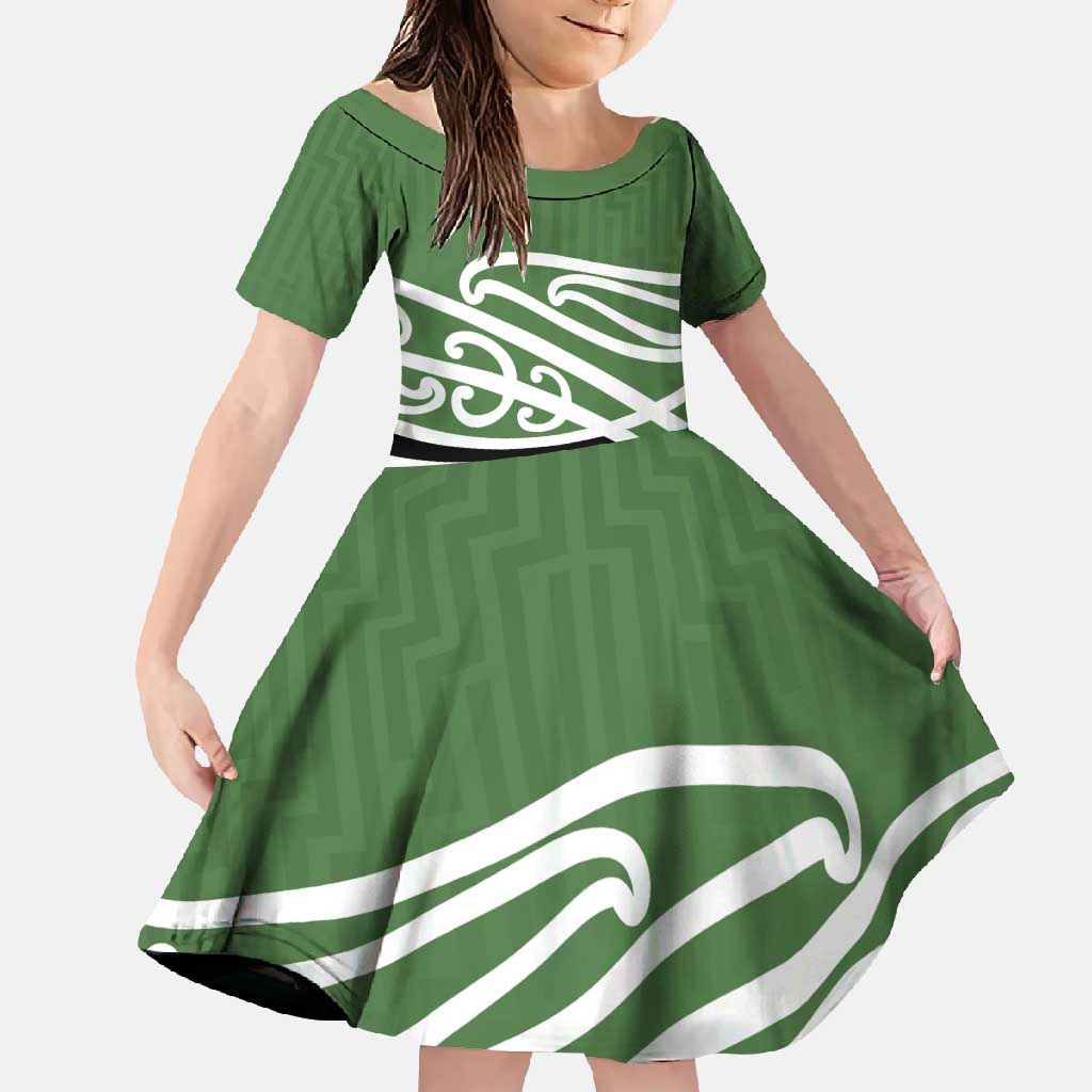 Green Fern New Zealand Kowhai Ngutukak Family Matching Mermaid Dress and Hawaiian Shirt - Polynesian Pride