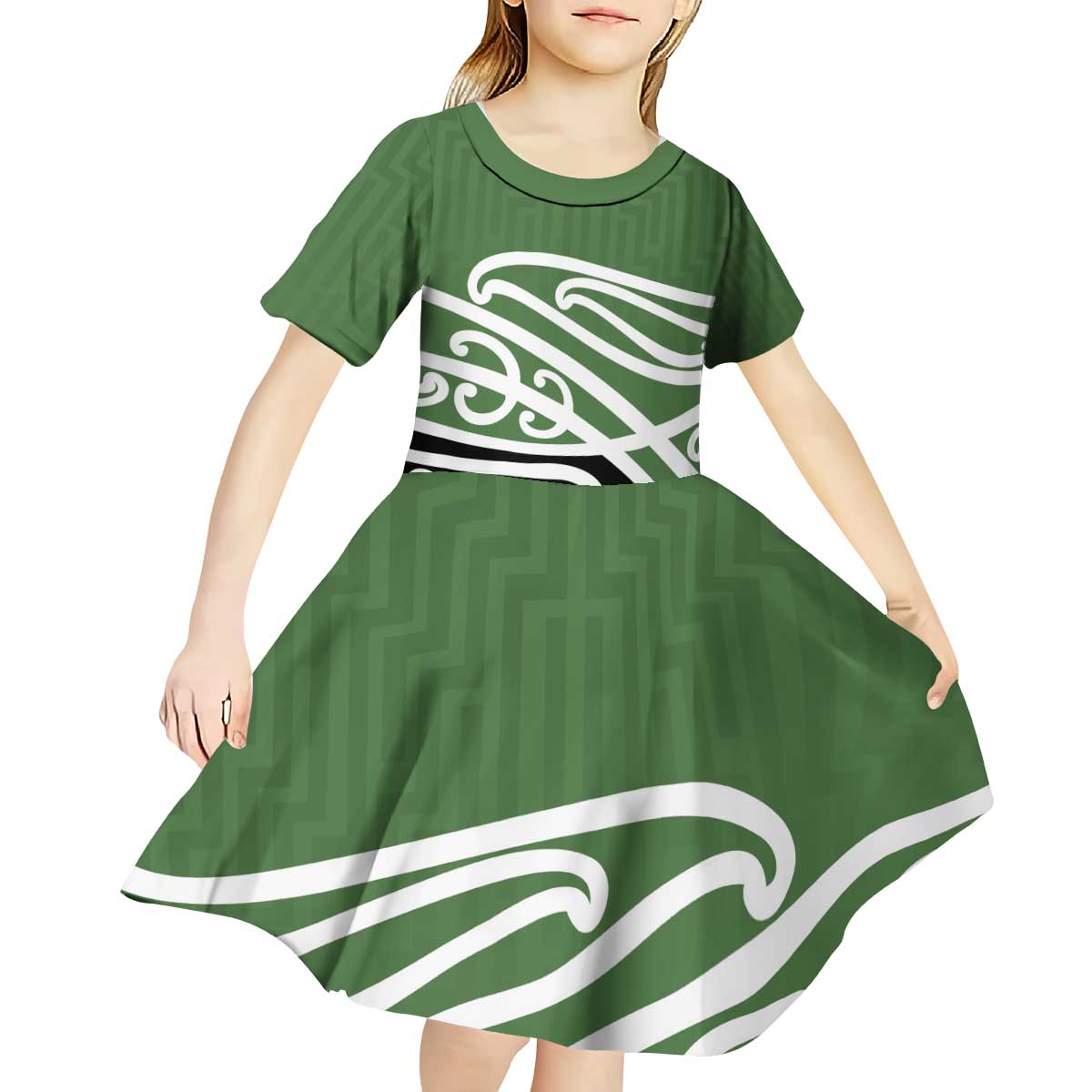 Green Fern New Zealand Kowhai Ngutukak Kid Short Sleeve Dress - Polynesian Pride