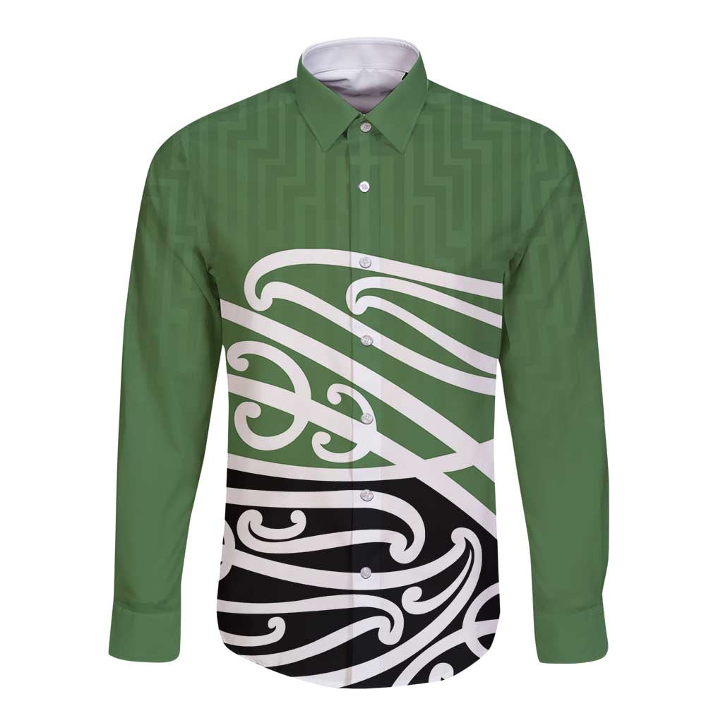 Green Fern New Zealand Kowhai Ngutukak Long Sleeve Button Shirt - Polynesian Pride