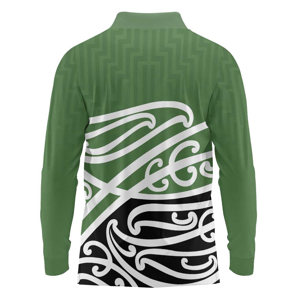 Green Fern New Zealand Kowhai Ngutukak Long Sleeve Polo Shirt - Polynesian Pride