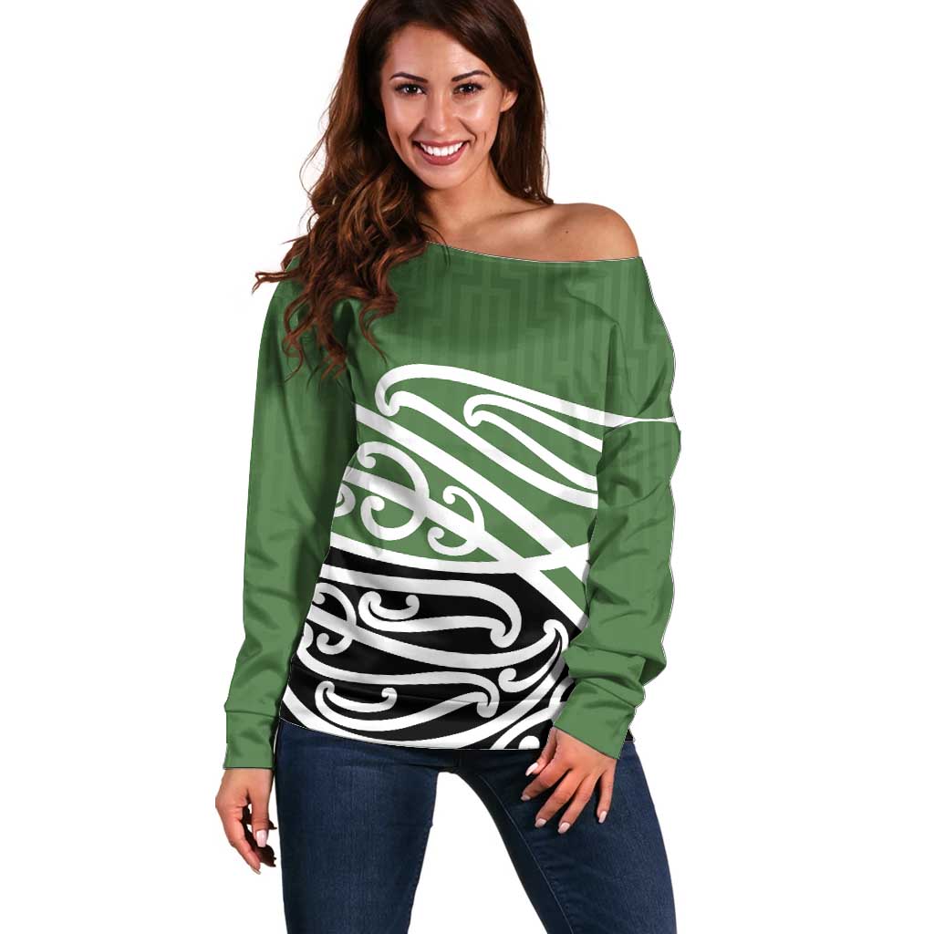 Green Fern New Zealand Kowhai Ngutukak Off Shoulder Sweater - Polynesian Pride