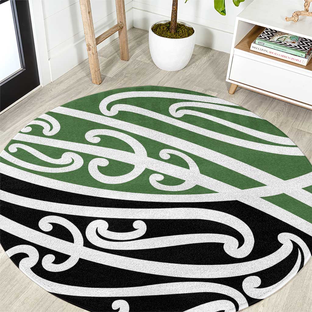Green Fern New Zealand Kowhai Ngutukak Round Carpet - Polynesian Pride