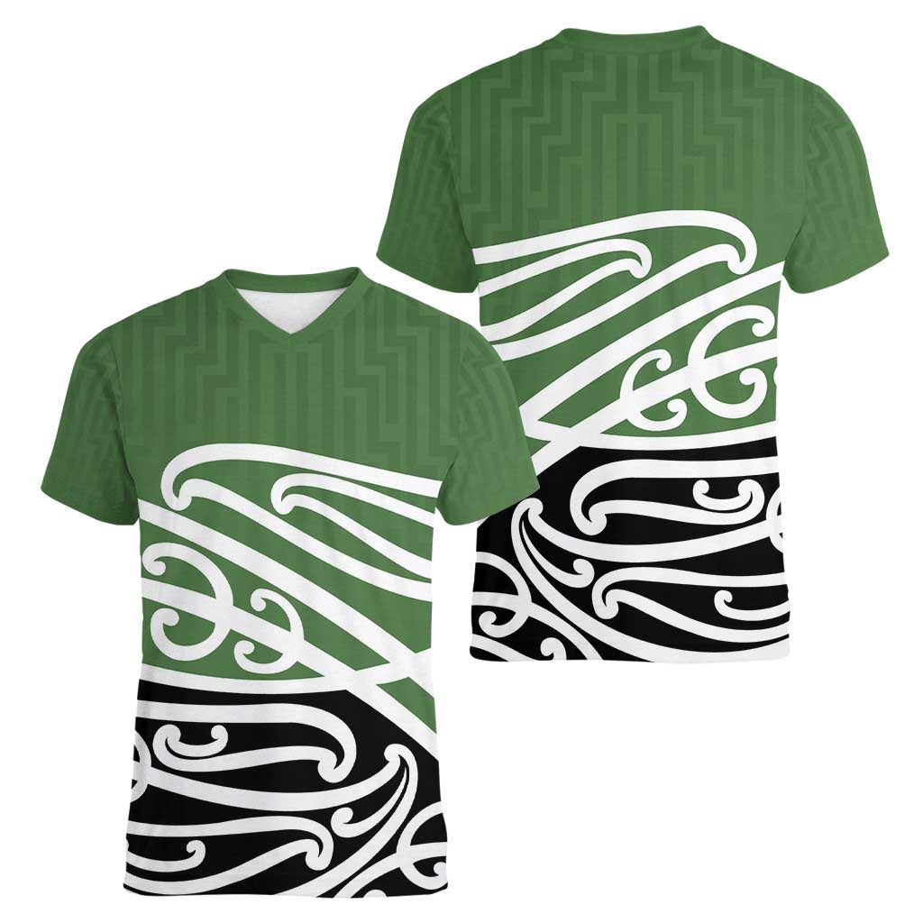 Green Fern New Zealand Kowhai Ngutukak Women V-Neck T-Shirt - Polynesian Pride