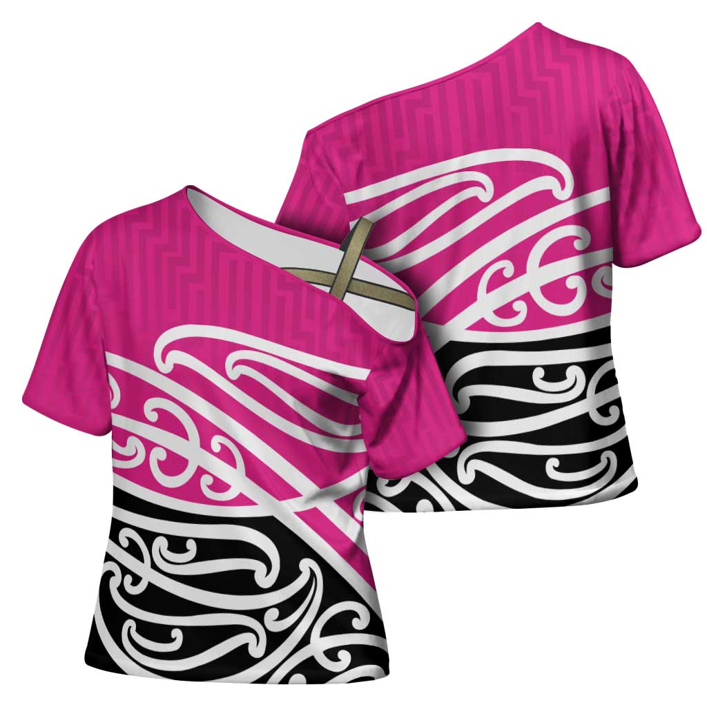 All Pink New Zealand Kowhai Ngutukak Cross Shoulder Shirt - Polynesian Pride