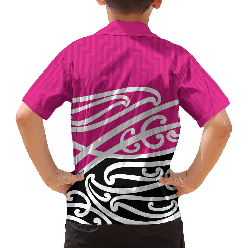 All Pink New Zealand Kowhai Ngutukak Family Matching Off Shoulder Short Dress and Hawaiian Shirt - Polynesian Pride