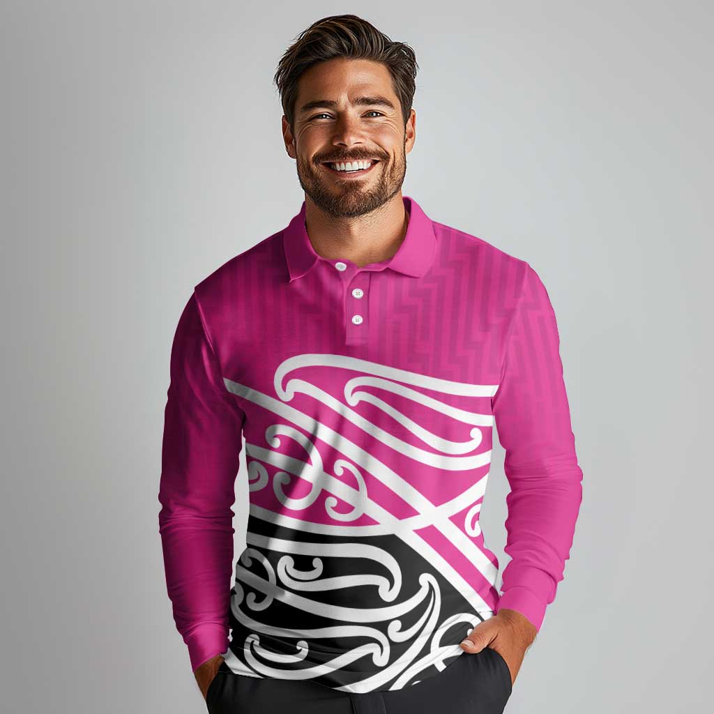 All Pink New Zealand Kowhai Ngutukak Long Sleeve Polo Shirt - Polynesian Pride