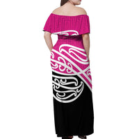 All Pink New Zealand Kowhai Ngutukak Off Shoulder Maxi Dress - Polynesian Pride
