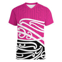 All Pink New Zealand Kowhai Ngutukak Women V-Neck T-Shirt - Polynesian Pride