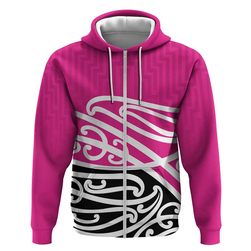 All Pink New Zealand Kowhai Ngutukak Zip Hoodie - Polynesian Pride