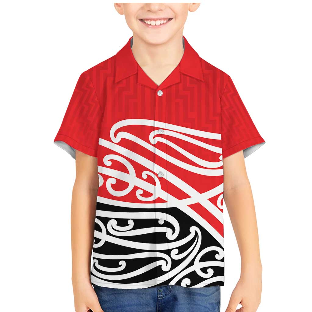 All Red New Zealand Kowhai Ngutukak Family Matching Mermaid Dress and Hawaiian Shirt - Polynesian Pride