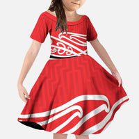 All Red New Zealand Kowhai Ngutukak Family Matching Off Shoulder Maxi Dress and Hawaiian Shirt - Polynesian Pride