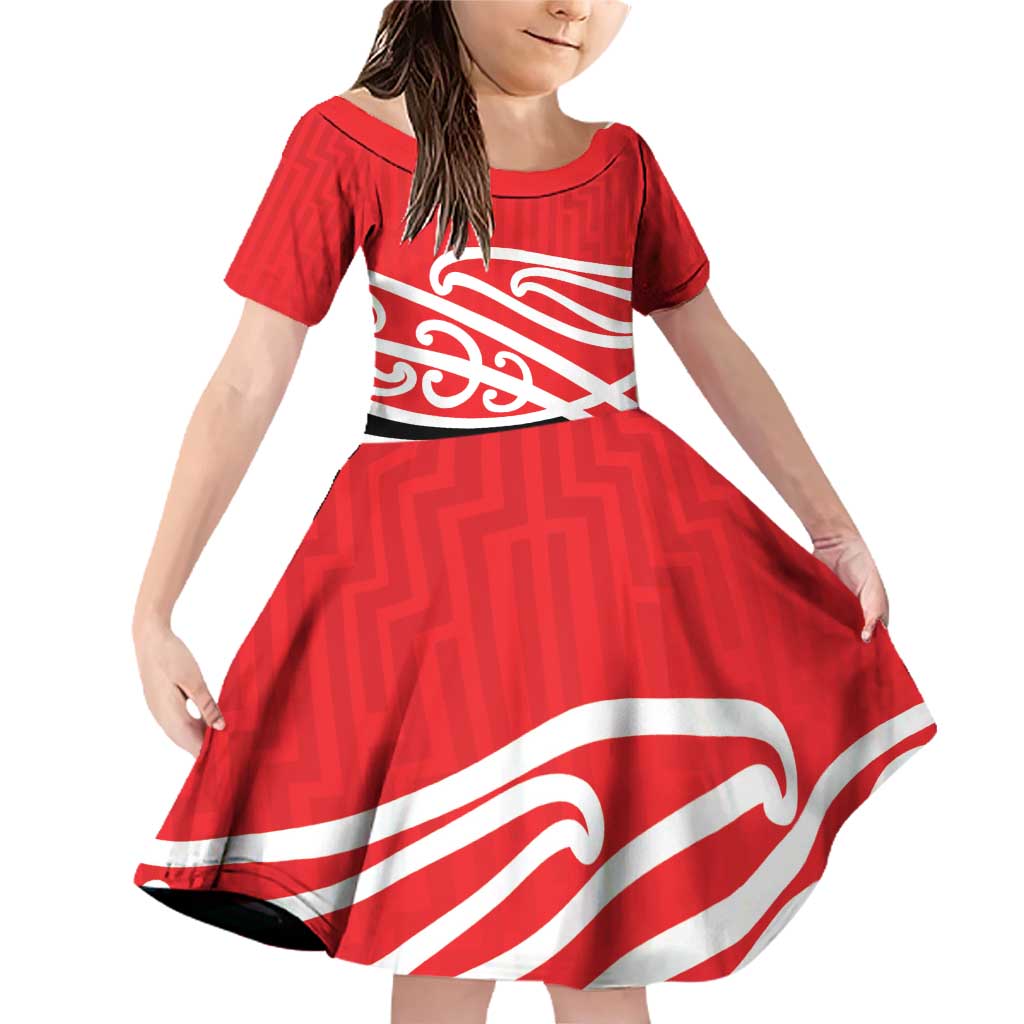 All Red New Zealand Kowhai Ngutukak Family Matching Off Shoulder Short Dress and Hawaiian Shirt - Polynesian Pride