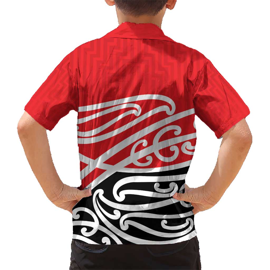 All Red New Zealand Kowhai Ngutukak Family Matching Short Sleeve Bodycon Dress and Hawaiian Shirt - Polynesian Pride