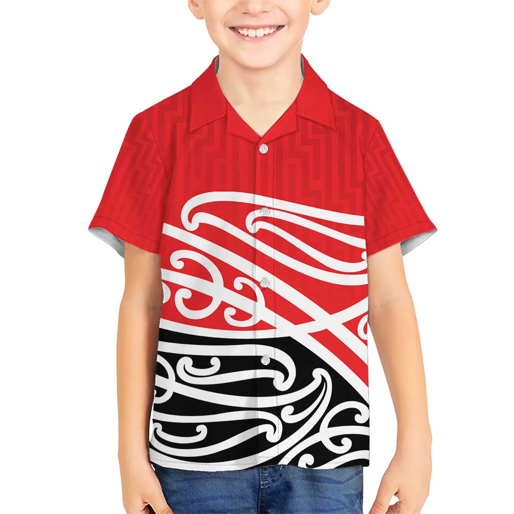 All Red New Zealand Kowhai Ngutukak Family Matching Short Sleeve Bodycon Dress and Hawaiian Shirt - Polynesian Pride