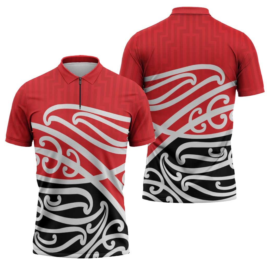 All Red New Zealand Kowhai Ngutukak Zipper Polo Shirt - Polynesian Pride