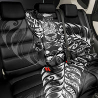 New Zealand Lawn Bowls Back Car Seat Cover Black Maori Warrior Tribal Silver Fern - Polynesian Pride