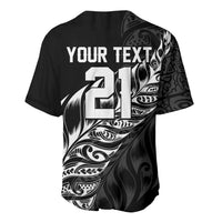 New Zealand Lawn Bowls Custom Baseball Jersey Black Maori Warrior Tribal Silver Fern - Polynesian Pride