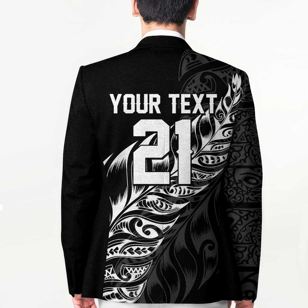 New Zealand Lawn Bowls Custom Blazer Black Maori Warrior Tribal Silver Fern - Polynesian Pride