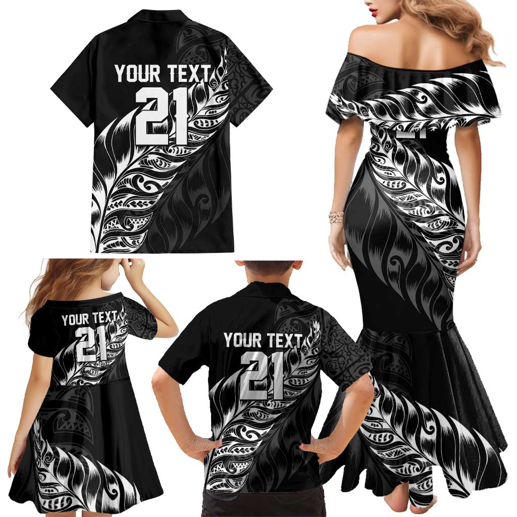 New Zealand Lawn Bowls Custom Family Matching Mermaid Dress and Hawaiian Shirt Black Maori Warrior Tribal Silver Fern LT9 - Polynesian Pride
