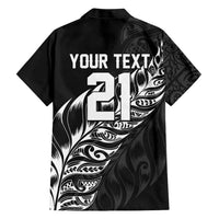 New Zealand Lawn Bowls Custom Family Matching Off Shoulder Short Dress and Hawaiian Shirt Black Maori Warrior Tribal Silver Fern LT9 - Polynesian Pride