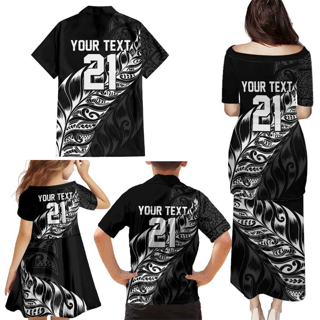 New Zealand Lawn Bowls Custom Family Matching Puletasi and Hawaiian Shirt Black Maori Warrior Tribal Silver Fern LT9 - Polynesian Pride