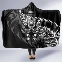 New Zealand Lawn Bowls Hooded Blanket Black Maori Warrior Tribal Silver Fern LT9 One Size Black - Polynesian Pride