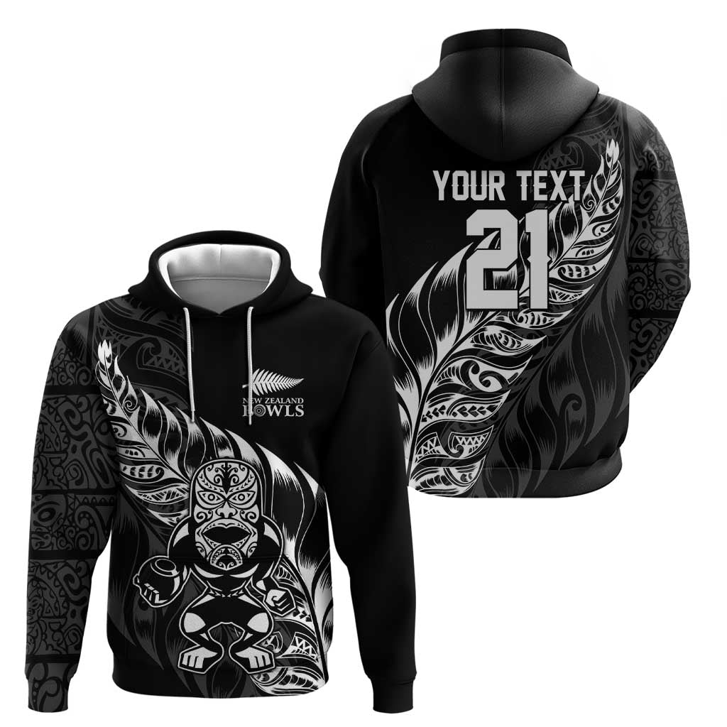 New Zealand Lawn Bowls Custom Hoodie Black Maori Warrior Tribal Silver Fern - Polynesian Pride
