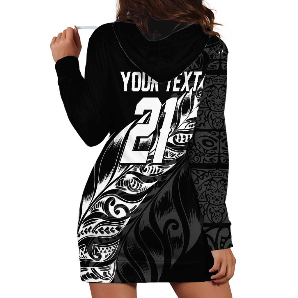 New Zealand Lawn Bowls Custom Hoodie Dress Black Maori Warrior Tribal Silver Fern LT9 - Polynesian Pride