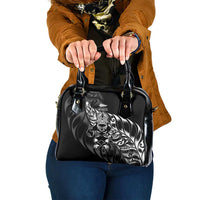 New Zealand Lawn Bowls Shoulder Handbag Black Maori Warrior Tribal Silver Fern - Polynesian Pride