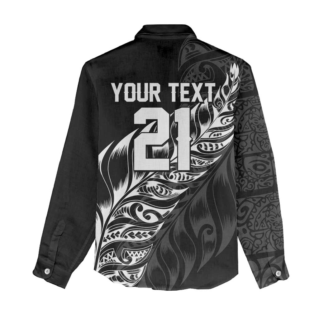 New Zealand Lawn Bowls Custom Women Casual Shirt Black Maori Warrior Tribal Silver Fern LT9 - Polynesian Pride