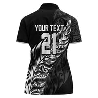 New Zealand Lawn Bowls Custom Women Polo Shirt Black Maori Warrior Tribal Silver Fern LT9 - Polynesian Pride