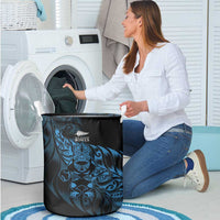 New Zealand Lawn Bowls Laundry Basket Blue Maori Warrior Tribal Silver Fern - Polynesian Pride