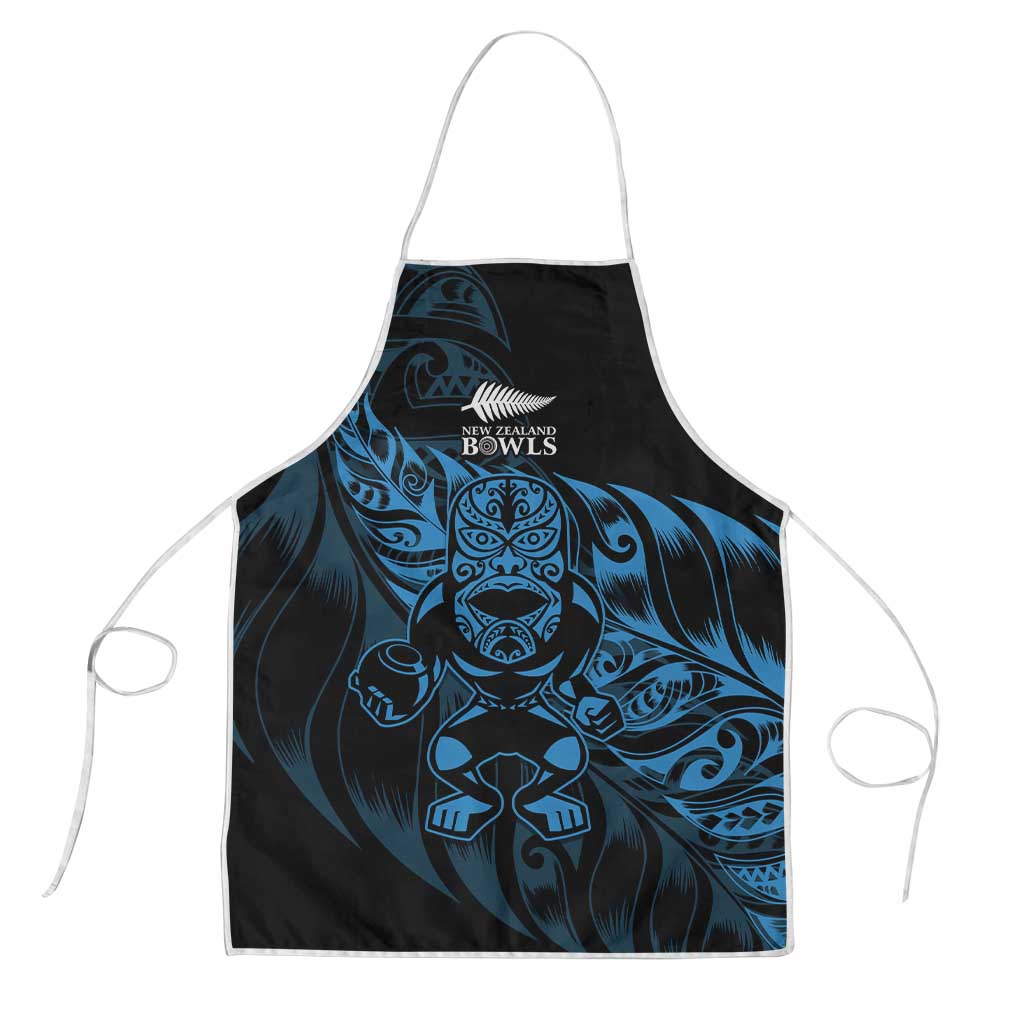 New Zealand Lawn Bowls Apron Blue Maori Warrior Tribal Silver Fern - Polynesian Pride