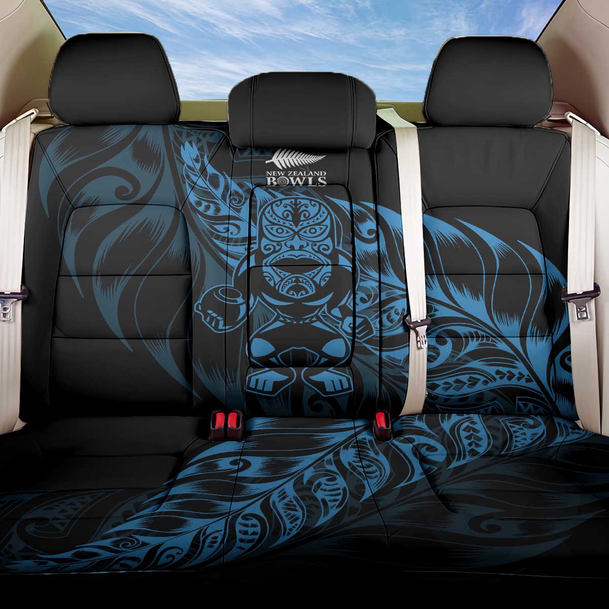 New Zealand Lawn Bowls Back Car Seat Cover Blue Maori Warrior Tribal Silver Fern LT9 One Size Blue - Polynesian Pride