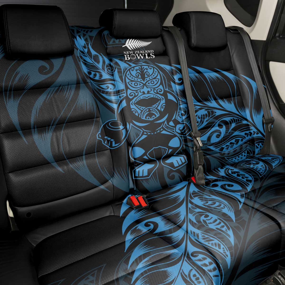New Zealand Lawn Bowls Back Car Seat Cover Blue Maori Warrior Tribal Silver Fern LT9 - Polynesian Pride