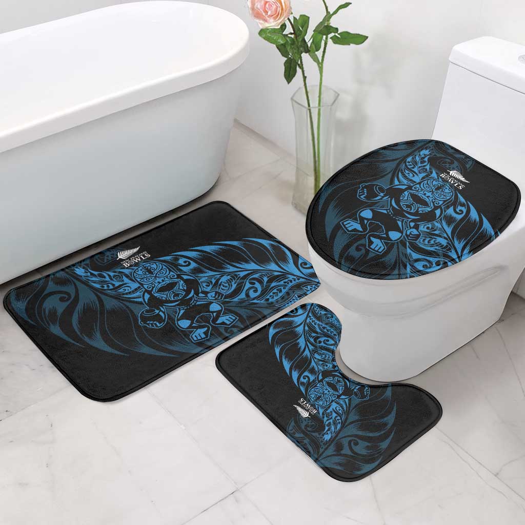 New Zealand Lawn Bowls Bathroom Set Blue Maori Warrior Tribal Silver Fern - Polynesian Pride