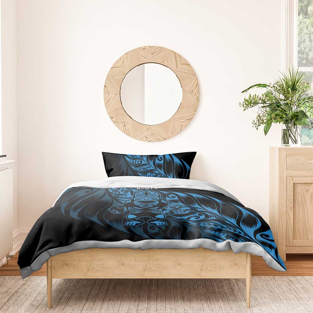 New Zealand Lawn Bowls Bedding Set Blue Maori Warrior Tribal Silver Fern - Polynesian Pride